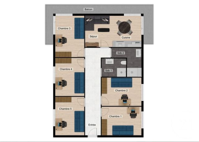 Appartement T6 à louer - 6 pièces - 125.94 m2 - GRENOBLE - 38 - RHONE-ALPES - Century 21 Victor Hugo