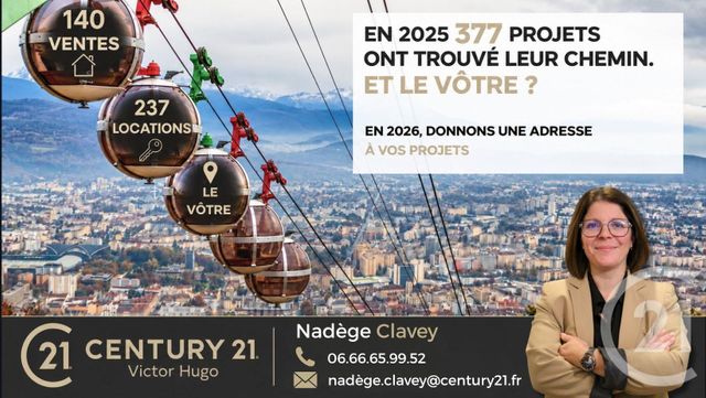 Appartement T2 à vendre - 2 pièces - 50.84 m2 - GRENOBLE - 38 - RHONE-ALPES - Century 21 Victor Hugo